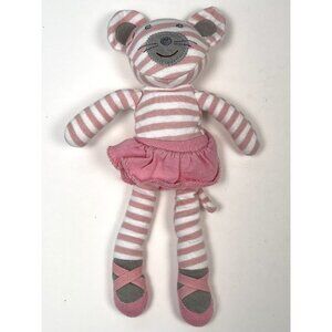 ORGANIC FARM BUDDIES Pink Plush MOUSE Baby Infant Toy Rattle Lovey Eco 9" EUC